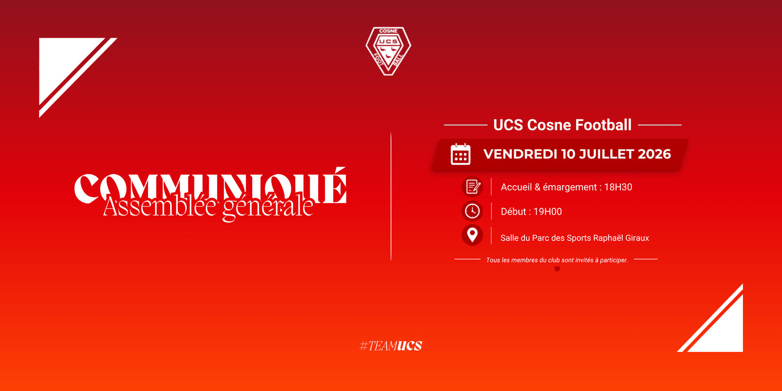 ASSEMBLÉE GÉNÉRALE UCS FOOTBALL