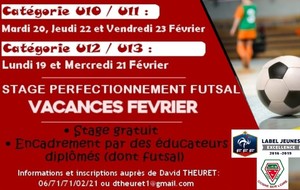 Stage de perfectionnement FUTSAL U10/U11 et U12/U13