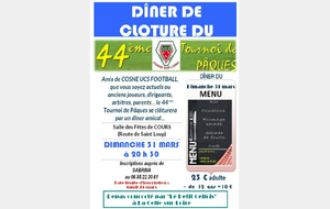 DÎNER DE CLOTURE DU TOURNOI DE PÂQUES