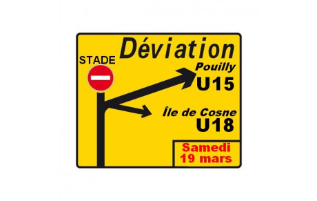 Changement de site pour les U15 et U18 samedi...