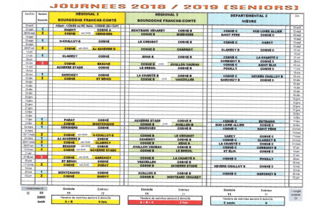 Les calendriers des Seniors sont tous en ligne ...