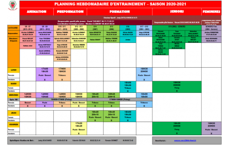 PLANNING ENTRAINEMENT POUR LA FIN DE SAISON 