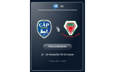 Voir la N3 en Direct : PONTARLIER - COSNE, samedi